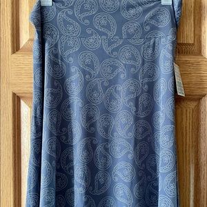 LuLaRoe Azure Skirt 2X Cornflower Blue with White Paisleys